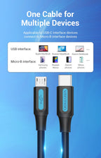 Vention Type C to Micro USB Cable Fast USB Type-C Adapter for Samsung Huawei Xiaomi MacBook Pro OTG Mobile Phone Micro USB Cable