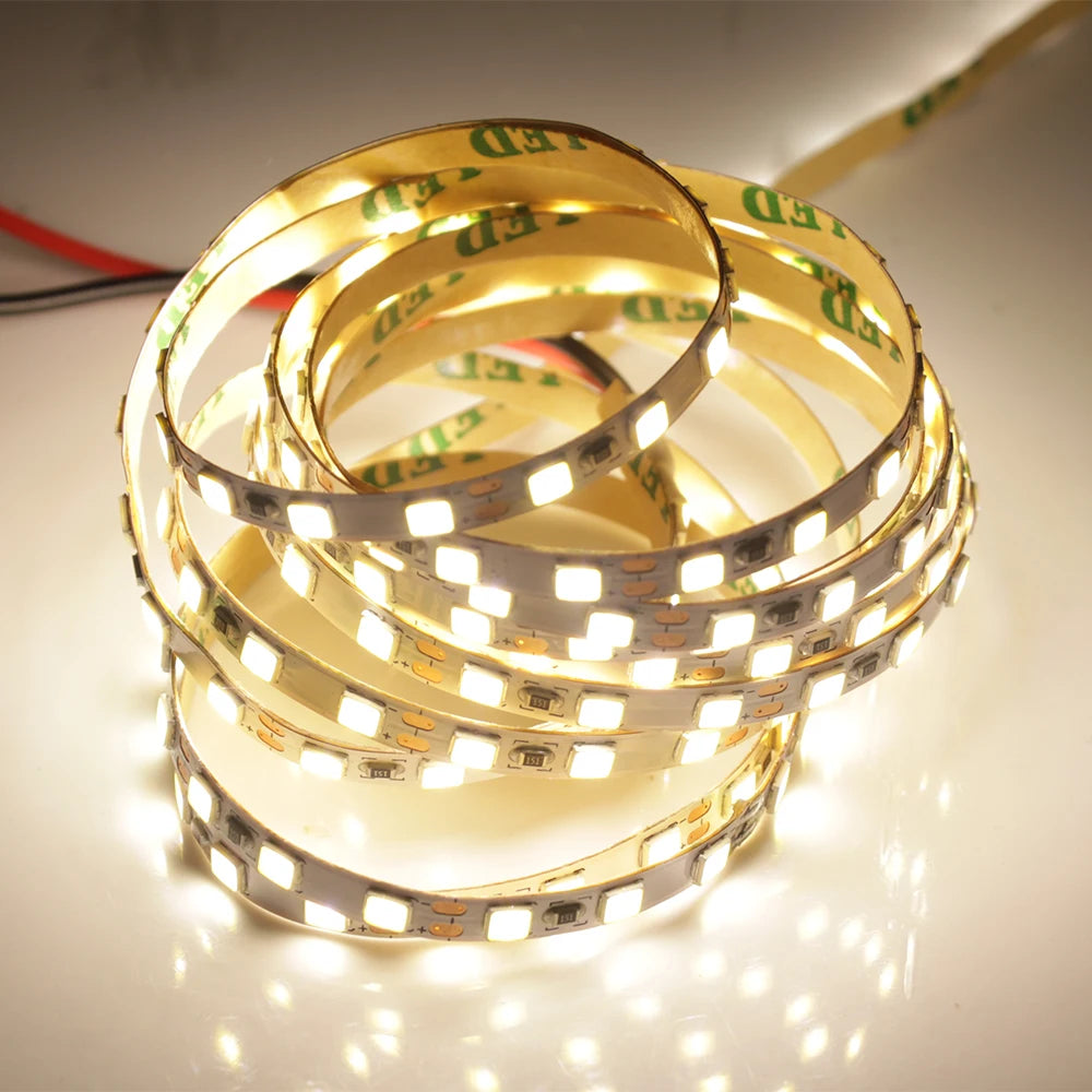 5M LED Strip Light DC 12V 24V 2835 Flexible Ribbon Diode Light 60/120/240/480 LED Stripe Warm Natural Cold White Luces Led Tape