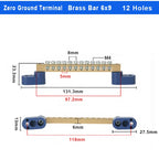 1Pcs Brass Wiring Terminal Row Zero Strip Flame Retardant Distribution Box Connection Terminal Adjustable Mounting Holes 4-16Pin