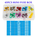 90/45PCS Car Fuse 5/7.5/10/15/20/25/30/35/40A Mini/Small/Medium 24V Automotive Blade Type Zinc Alloy Fuse with Box Clip