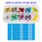 90/45PCS Car Fuse 5/7.5/10/15/20/25/30/35/40A Mini/Small/Medium 24V Automotive Blade Type Zinc Alloy Fuse with Box Clip