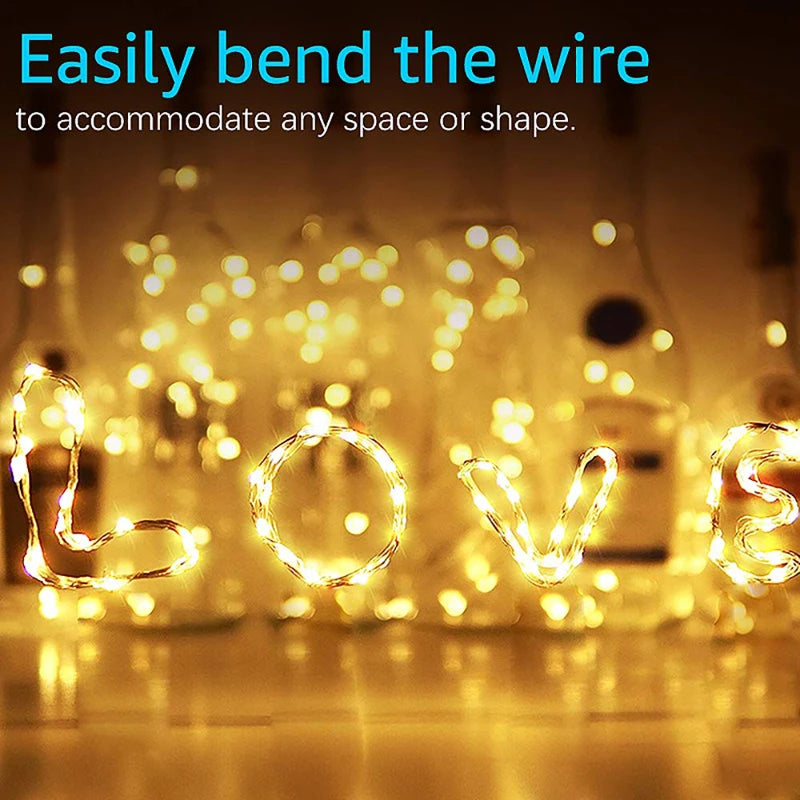 1M 2M 3M 5M Copper Wire LED String Lights Battery Operated Holiday Lighting Fairy Garland For Christmas Tree Wedding Party Decor