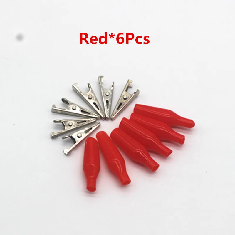 6Pcs Alligator Clips Electrical DIY Test Leads Alligator Double-ended Crocodile Clips Roach Clip Test Jumper Wire 28mm