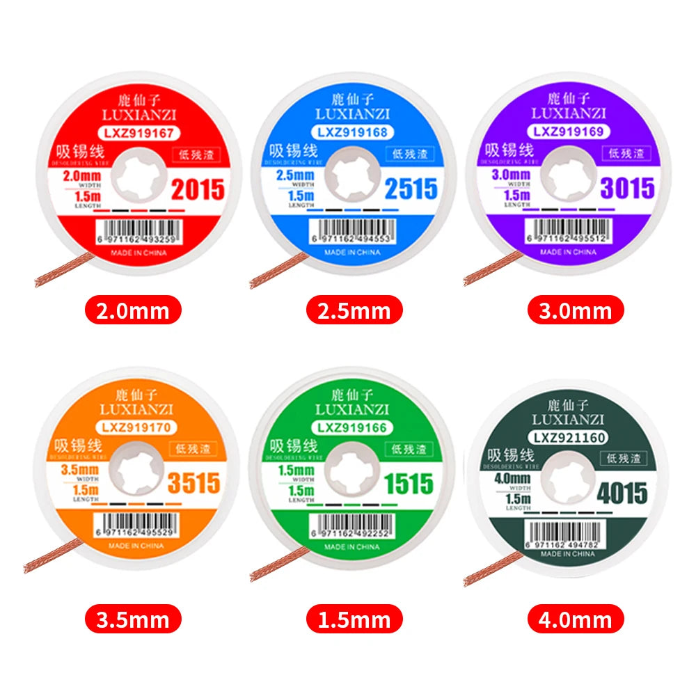 LUXIANZI  Desoldering Wire 1/1.5/2/2.5/3/3.5/4.0mm Width 1.5M Length Desoldering  Braid For Soldering  Desoldering Mesh Welding