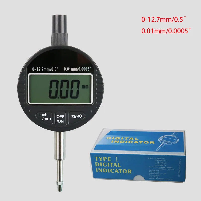0-12.7mm/0.5' 0-25.4mm/1' Range Gauge Digital Dial Indicator Precision Tool 0.01mm/0.005' 0.001mm/0.0005' Tester Tools