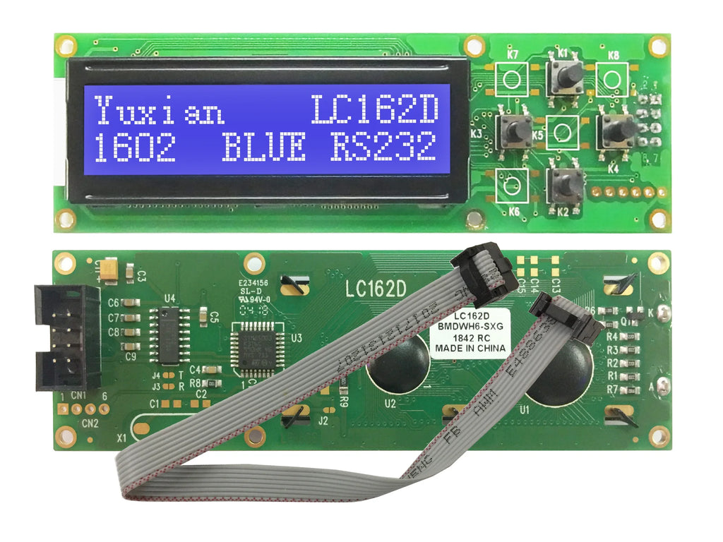 RS232 1602 16x2 LCD Display  Module  LC162D 3 size Blue Green Screen with switch AT89S5224AU Industrial Lcd Factory
