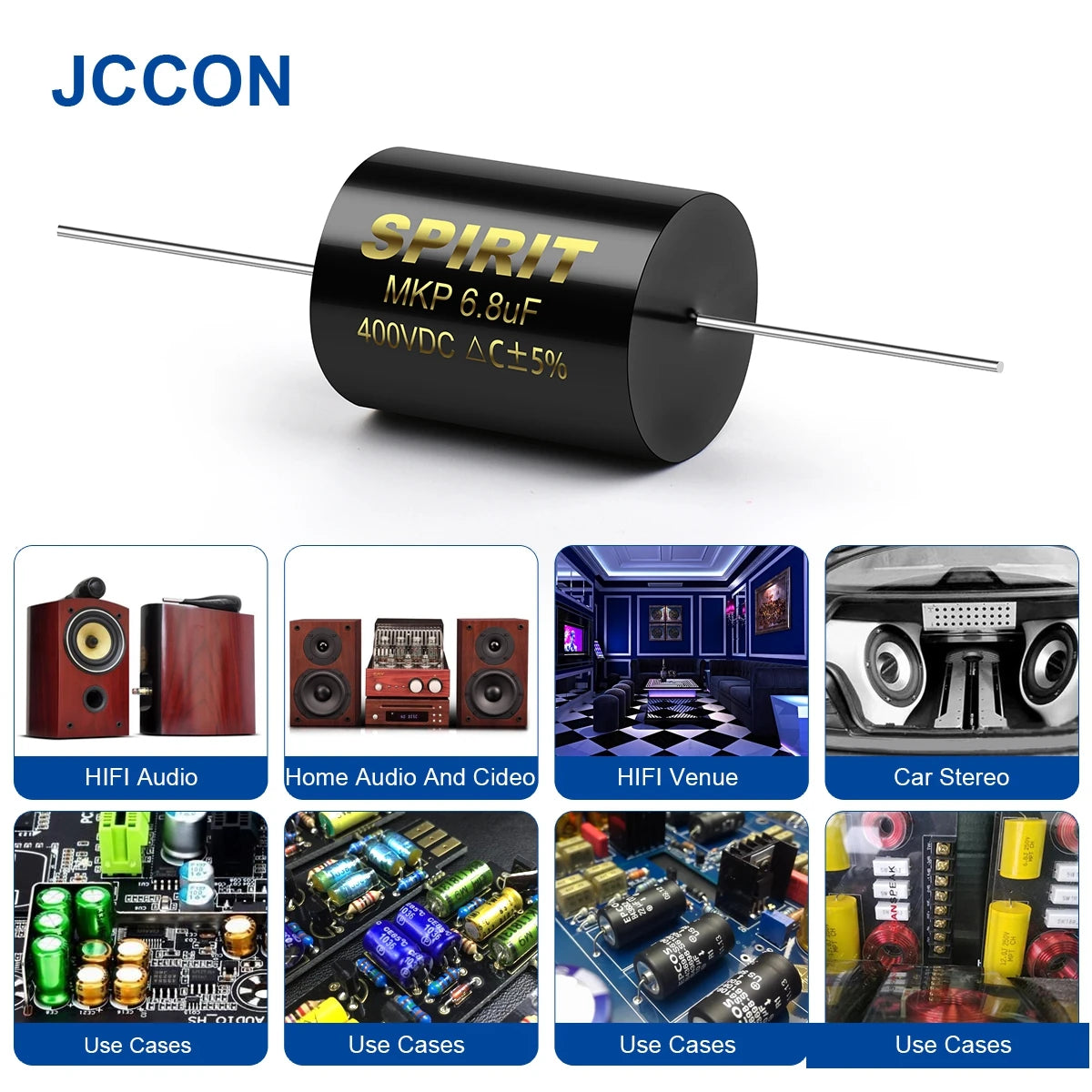 2Pcs SPIRIT Audio Capacitor MKP Audiophile Frequency-Divided Divider 400V 2.2uF 3.3uF 3.9uF 4.7uF 6.8uF 10uF For Speaker Audio