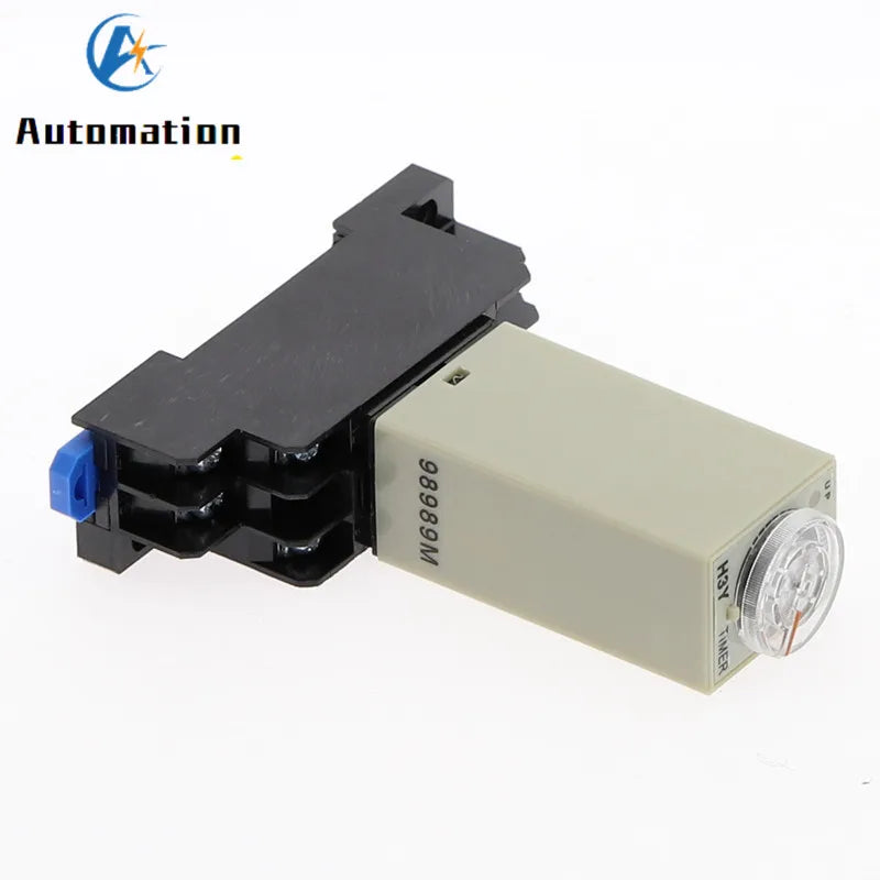 Power-on Delay Rotary Knob DPDT 5S/10S/30S/60S/3M/5M/10M/30M Timer Timing Time Relay AC 110V 220V 380V H3Y-2 With Base Socket