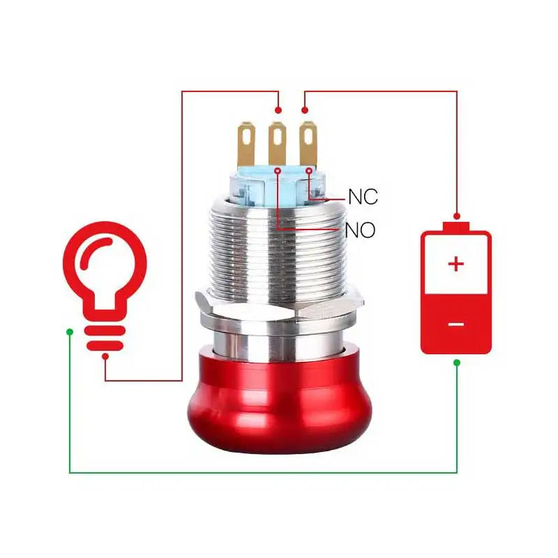 16/19/22mm stainless steel Emergency stop switch Push Button Switch latching 1NO1NC 2NO2NC Car button pin terminal 22JT/L.S.2K2B
