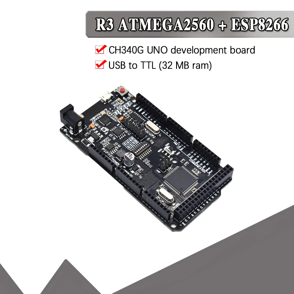 Mega2560 + WiFi R3 ATmega2560+ESP8266 32Mb memory USB-TTL CH340G Compatible for Arduino Mega NodeMCU WeMos Development board