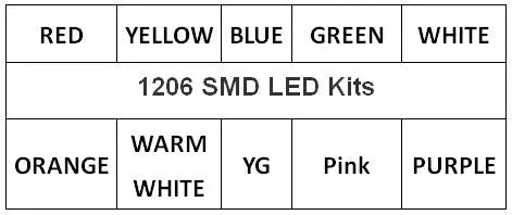 1000Pcs 1206 SMD LED 10Colors x 100Pcs White Red ICE Blue Green Yellow Pink Orange Purple Warm White Super Bright Diodes Kit