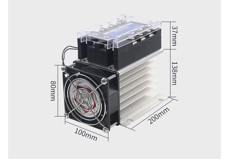 Three-phase Solid State Relay DC Control AC 380V 40A SSR-3 032 3840Z DC-AC Complete Set (Relay, Heat Sink, Fan)