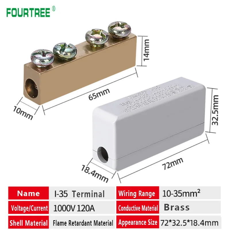 Terminal Block High Power I-Type Wire Cable Connector Quick Electrical Wiring Junction Box I-16/25/35/50  2.5-50mm2 80/120/150A