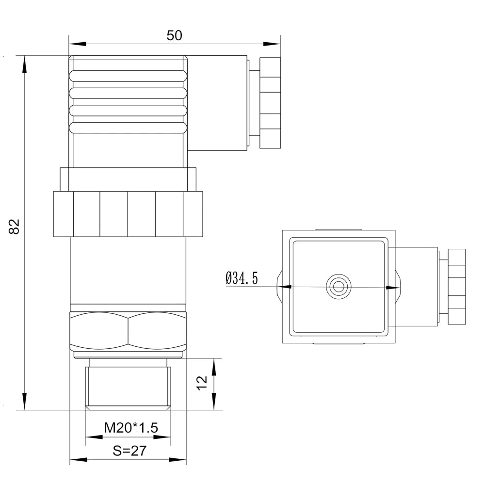 Water Oil Fuel Gas Air Pressure Transmitter M20*1.5 12-36V 4-20mA 0-600bar Optional Stainless Steel Pressure Transducer Sensor