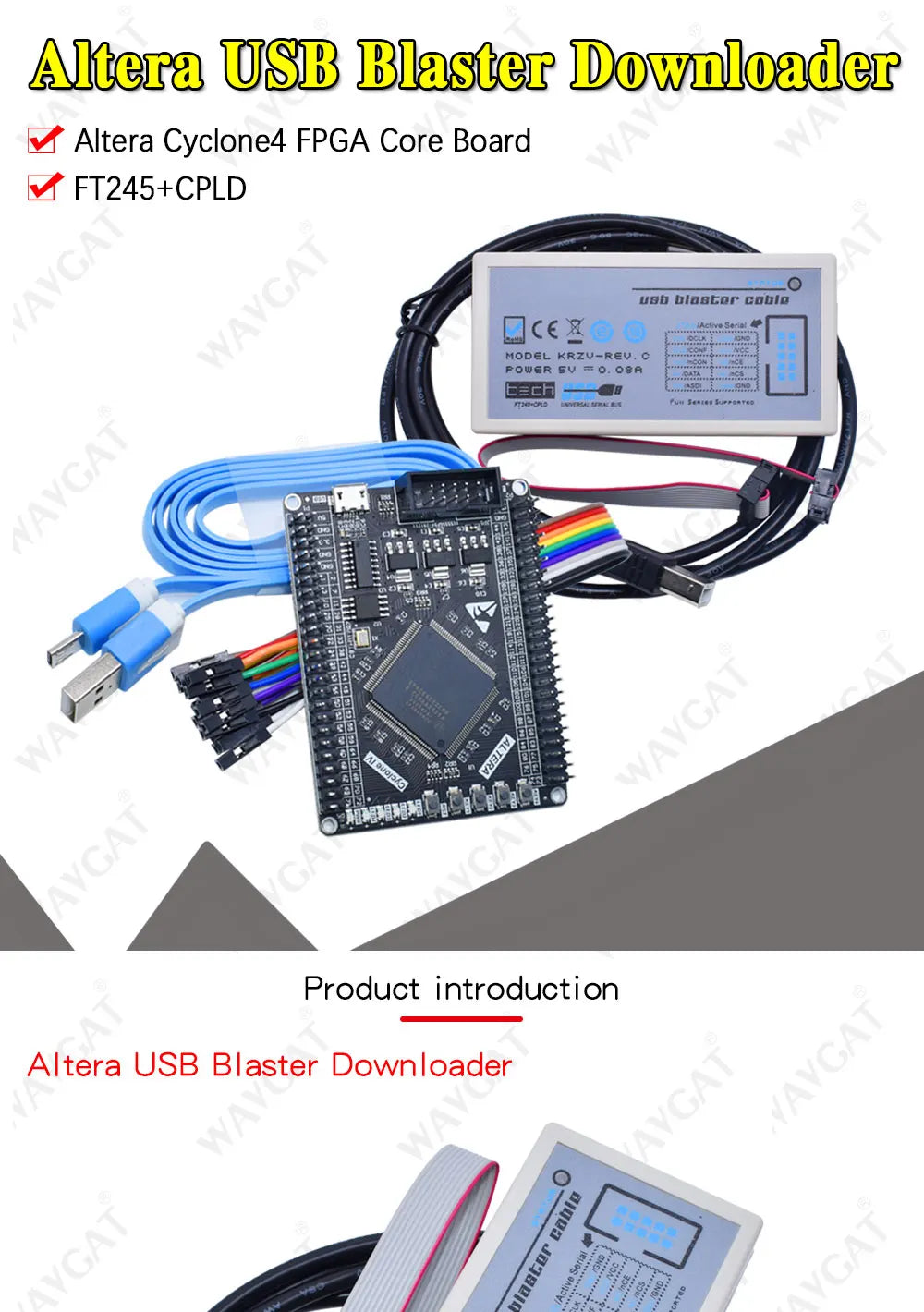 FT245+CPLD USB Blaster Download Cable FPGA / CPLD Downloader Altera High Speed Download Cable USB Type-B Interface Cable