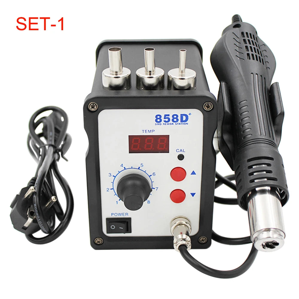 858D Rework Solder Station LED Digital Hot Air Heat Gun ESD Soldering Desoldering Station 700W Computer Phone Ultra-fast Heating