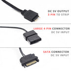 SATA RGB LED Controller 5V DC 3Pin RF 17 Keys Wireless Remote Large 4Pin Addressable Strip Light Controller for PC Computer Case