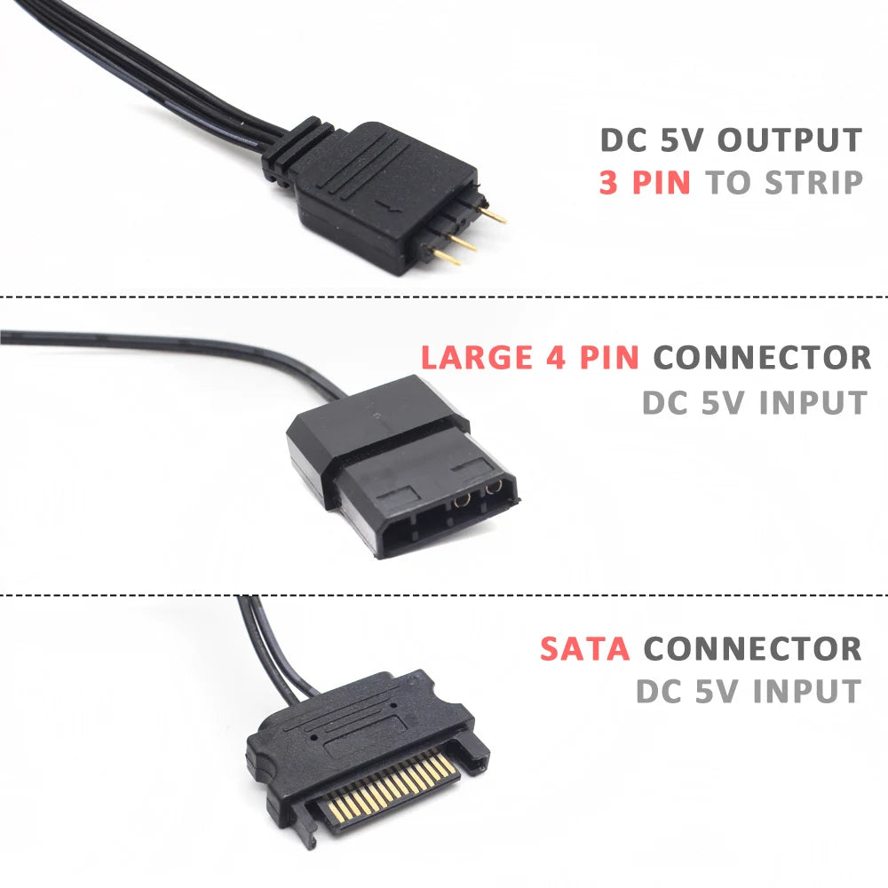 SATA RGB LED Controller 5V DC 3Pin RF 17 Keys Wireless Remote Large 4Pin Addressable Strip Light Controller for PC Computer Case