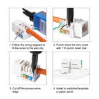 AMPCOM CAT6 Keystone Jack Snap-in RJ45 Punch-Down Cat.6 Keystone Module Adapter |UTP|Compatible with CAT6