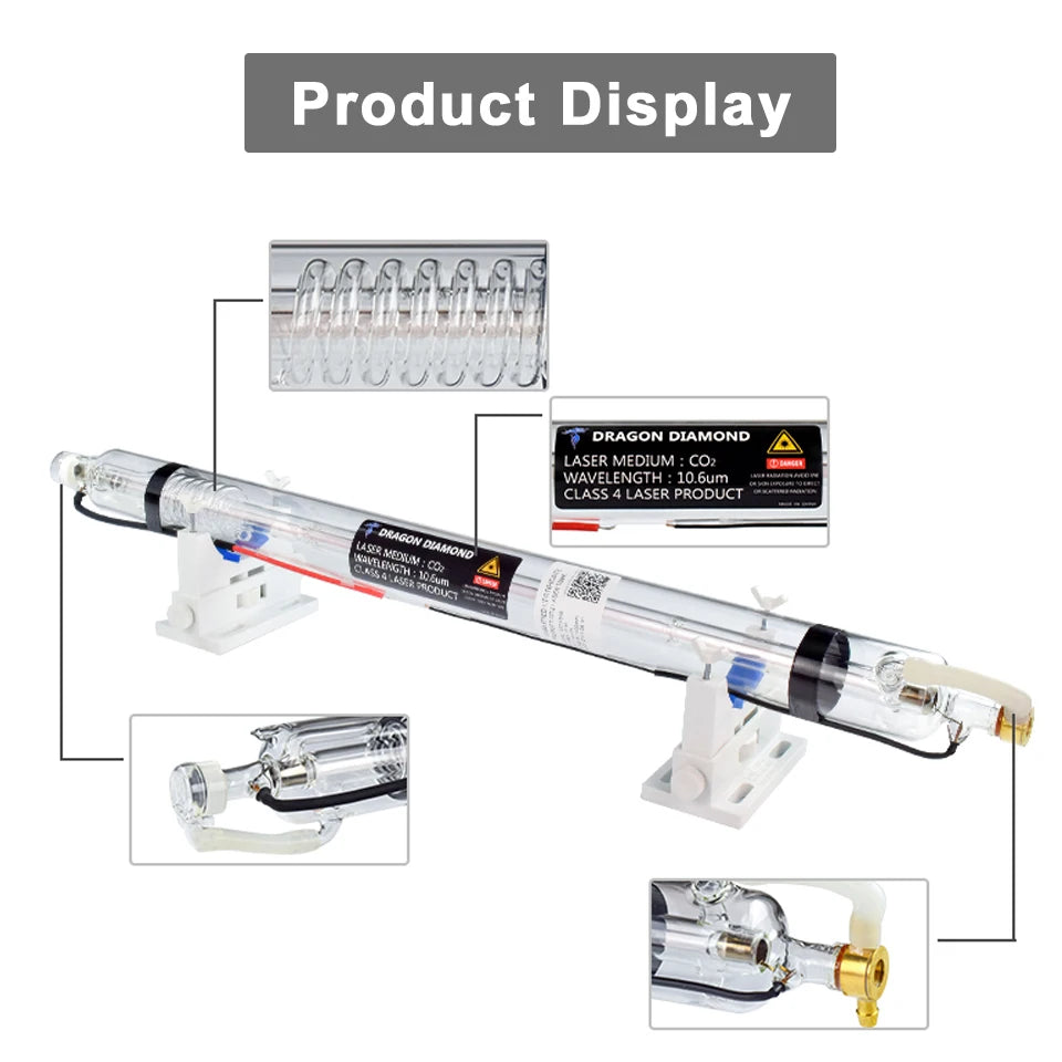 40W-45W Co2 Laser Tube Metal Head Glass Pipe Length 800mm Lamp Diameter 50mm High Power For CO2 Laser Engraving Cutting Machine