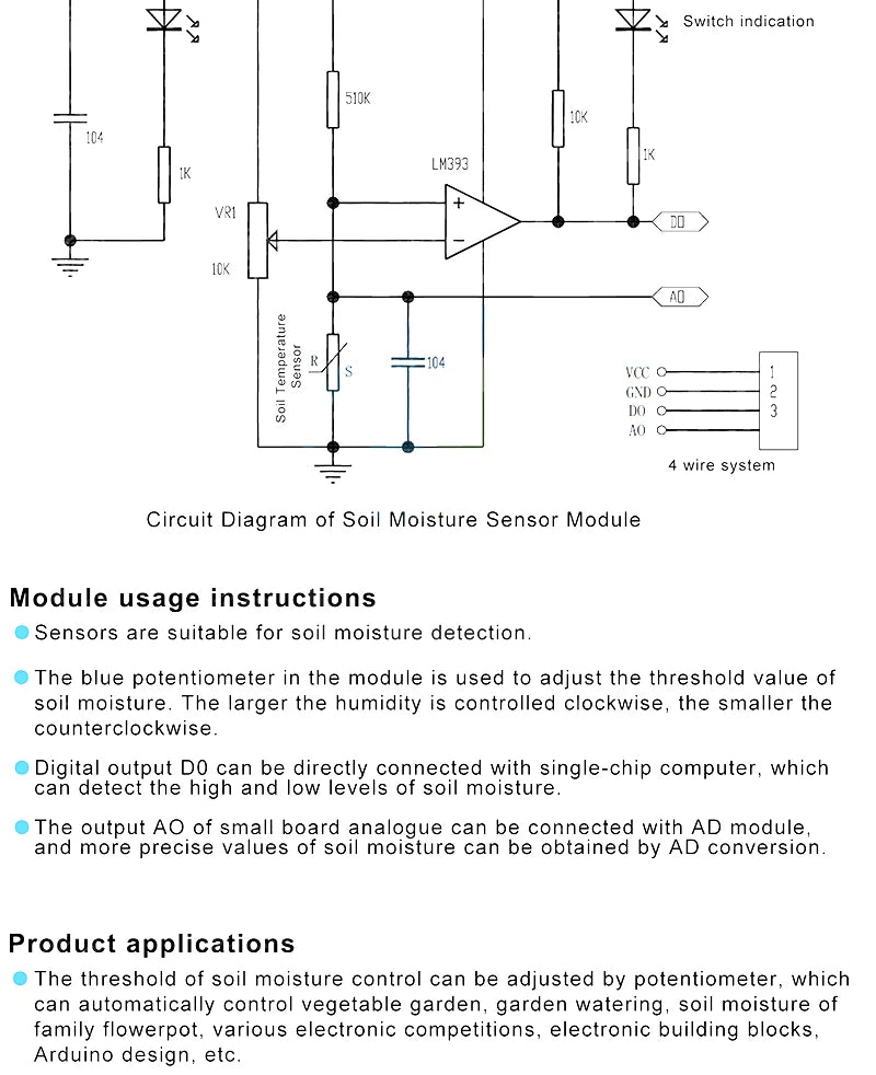 Capacitive Soil Moisture Sensor Module / Soil Humidity Digital Display Relay Control Module Automatic Watering For Arduino