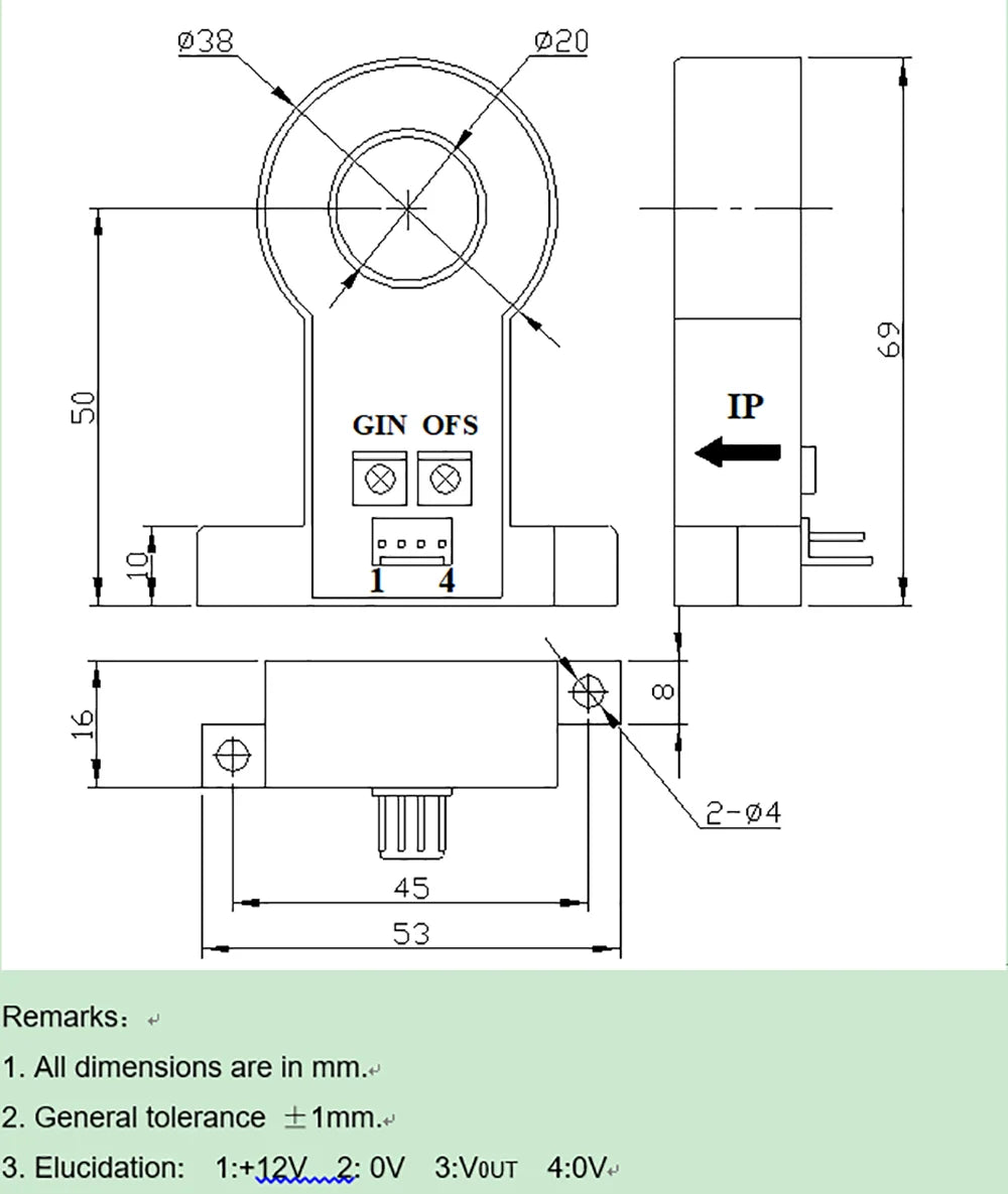 D-C1T Hall Effect Current Sensor for 100A 200A 300A 400A 500A DC Current Transformer Transducer Output DC4V for Electrochemical