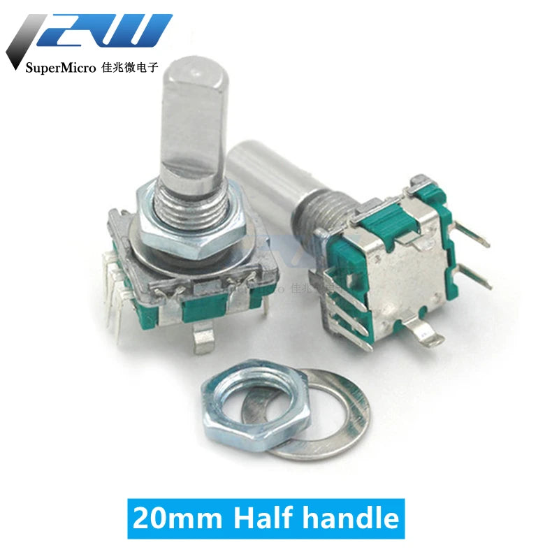 5PCS/LOT 20 Position 360 Degree Rotary Encoder EC11 w Push Button 5Pin Handle Long 15/20MM With A Built In Push Button Switch