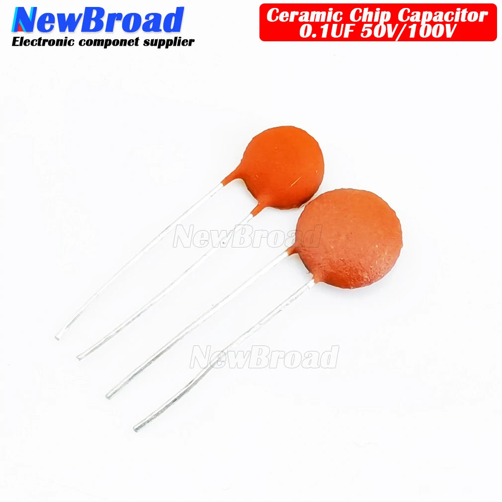 100PCS 50V 100V 104P 104PF In-line Ceramic Chip Capacitor F5MM F7MM Diameter P5 Ceramic Dielectric 0.1UF 100NF