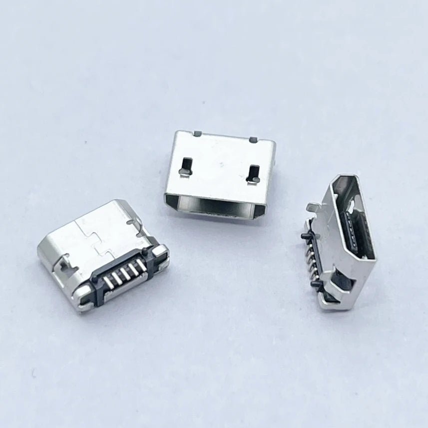 100pcs Micro USB 5Pin 5.9mm DIP2 No Side B Type Flat Mouth Without Curling Side Female Connector For Mobile Phone Mini USB