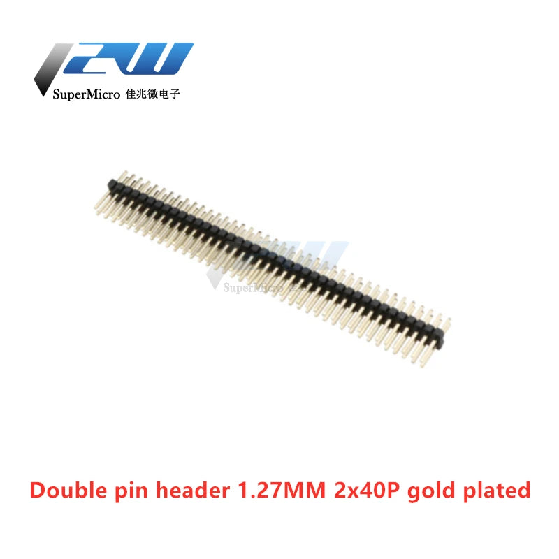 Free shipping (5pcs/lot) Pitch 1.27MM Pin Header Female Single and Double Row 1*40P 50P 2*40P50P Straight/Curved Pin Gold Plated