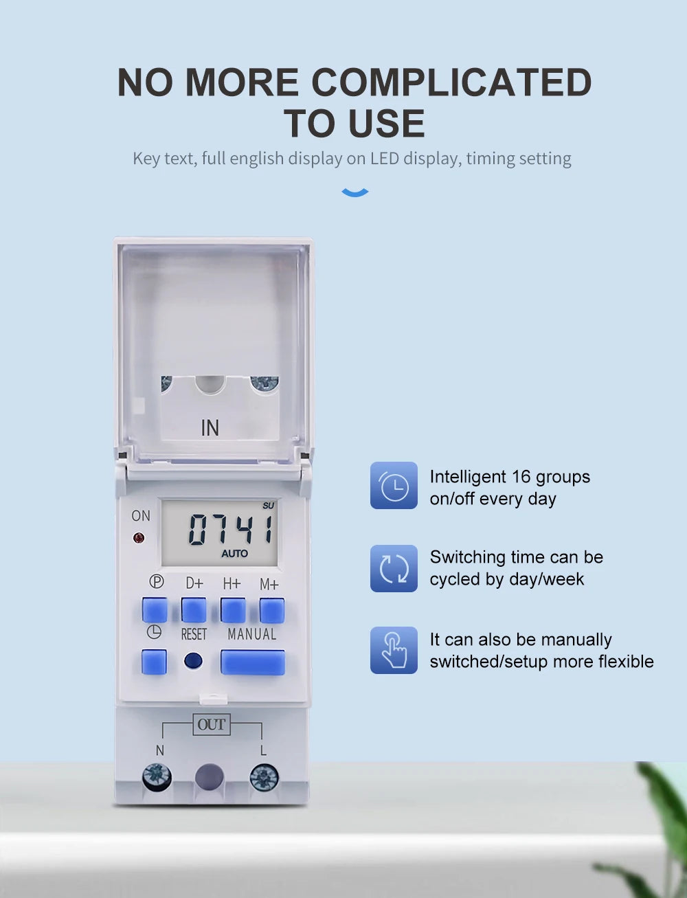 TOMZN New Type Din Rail Single Phase Weekly Ogrammable Digital TIME SWITCH Relay Timer Control AC 220V 230V 12V 24V 48V 16A