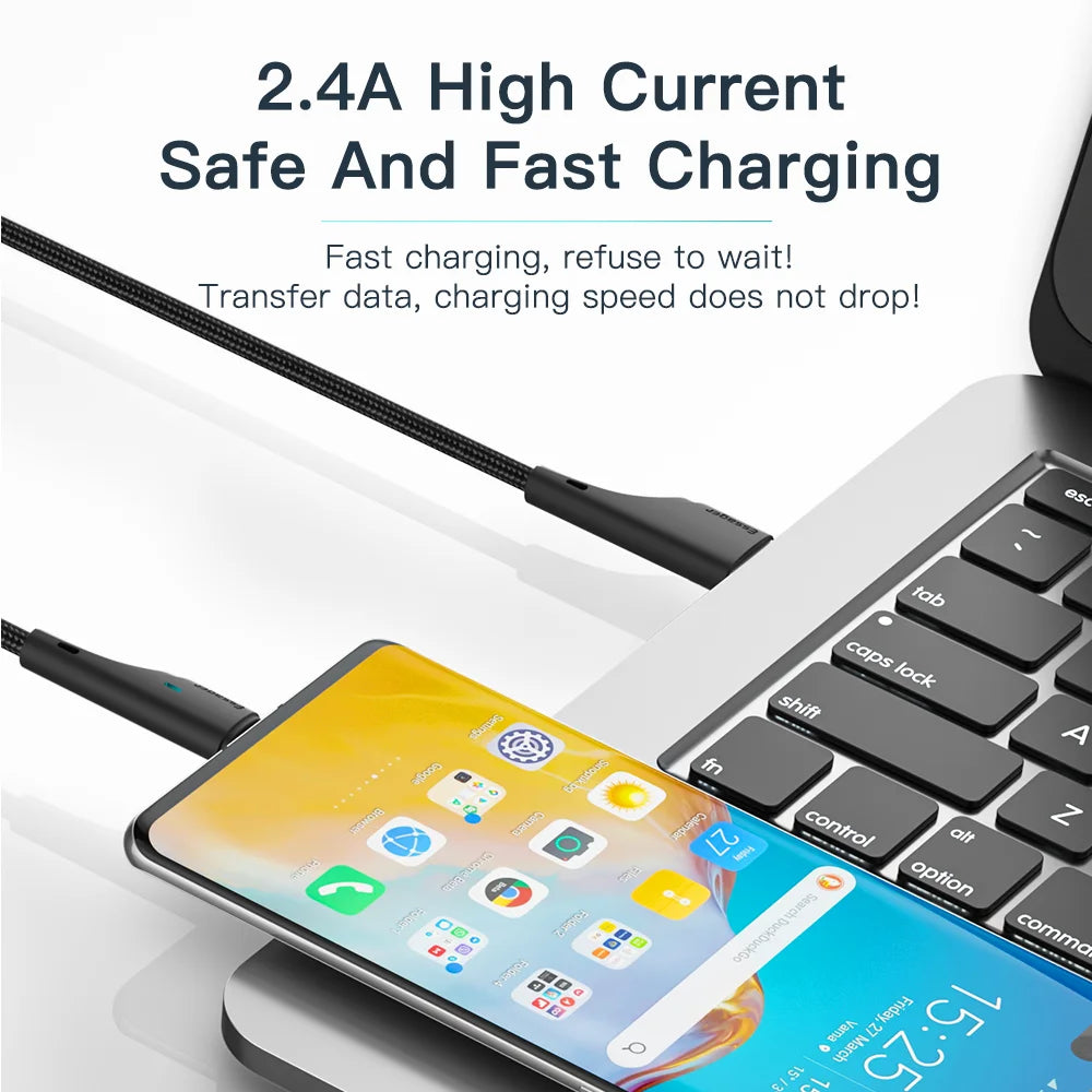 Essager 3A USB Type C Cable Fast Charging Micro USB Cable For Xiaomi Realme Redmi Oneplus Huawei Iphone Wire for Mobile Phones
