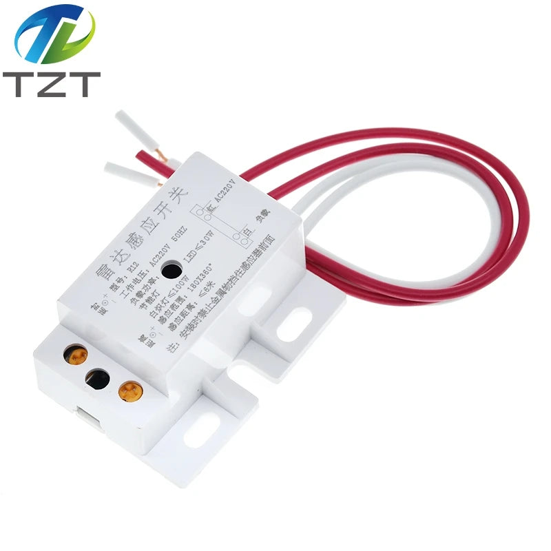 New 220V AC 50Hz Auto Infrared Sensor Switch PIR Microwave Radar Body Motion Sensor Module Adjustable For Time Distance Range