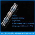 25/50PCS Heat Shrinkable Wire Connectors SST Waterproof Sleeve AWG26-10 Butt Electrical Splice Tinned Solder Seal Terminal