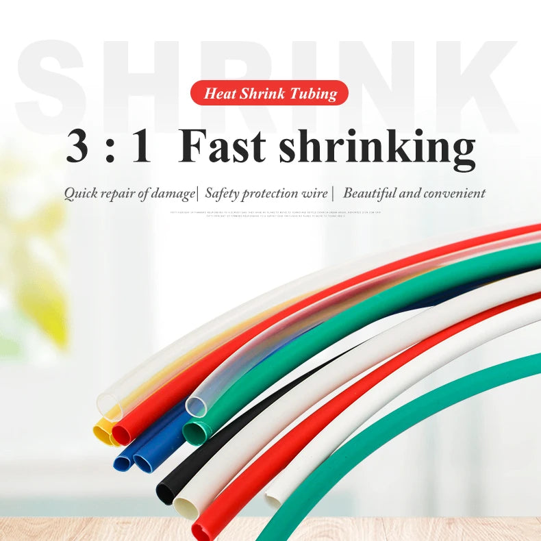 1M 3:1 Ratio Dual Wall Heat Shrink Tube Thick Glue Shrinkable Tubing Adhesive Lined Wrap Wire Kit 1.6/2.4/3.2/4.8/6.4/7.9/mm