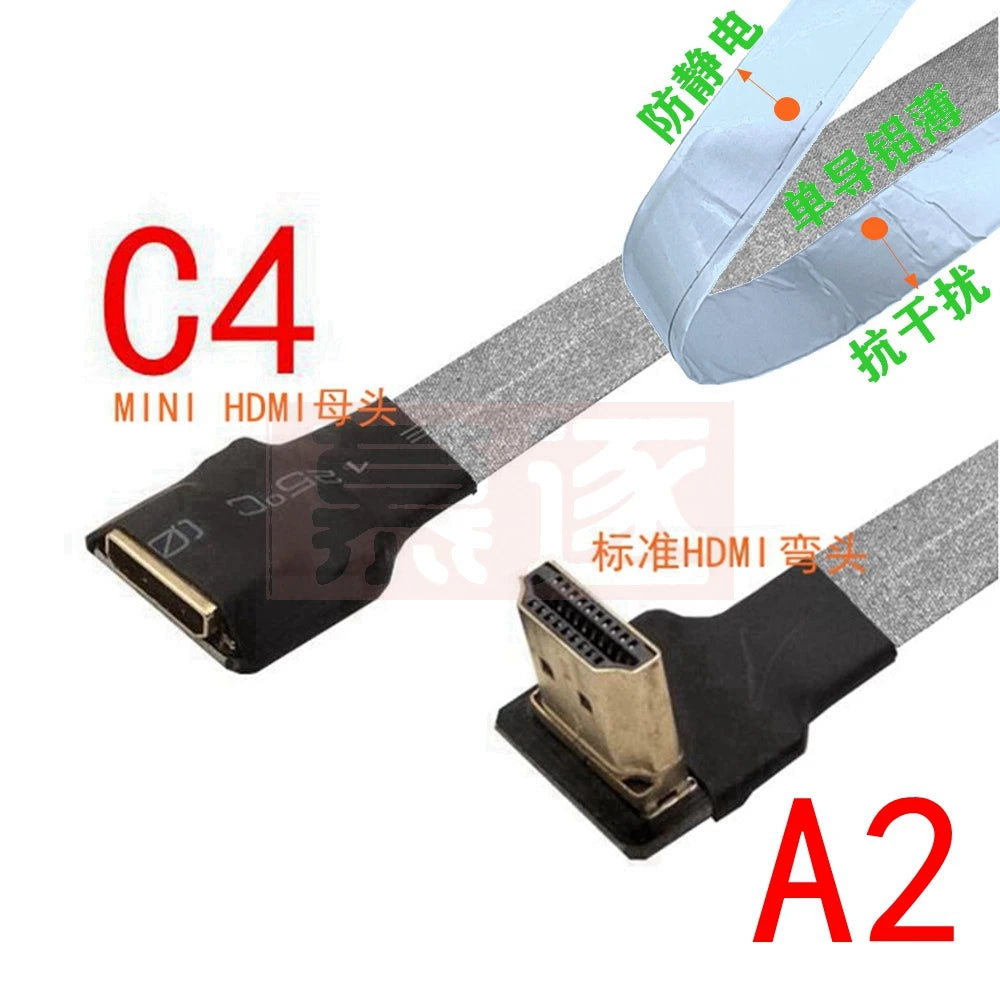 FPV Micro Mini HDTV-Male 90 Degree Connector FPC Flexible Flat HD Ribbon Cable FFC Pitch 20pin For Drone Gopro DSLR Gimbal Kit