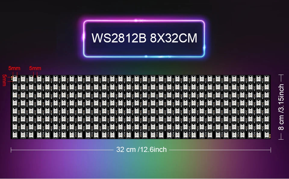 1-10Pcs WS2812B RGB Flexible 16x16 8x32 256Leds Pixel Panel Matrix Screen Led Module WS2812 IC ECO Individually Addressable DC5V