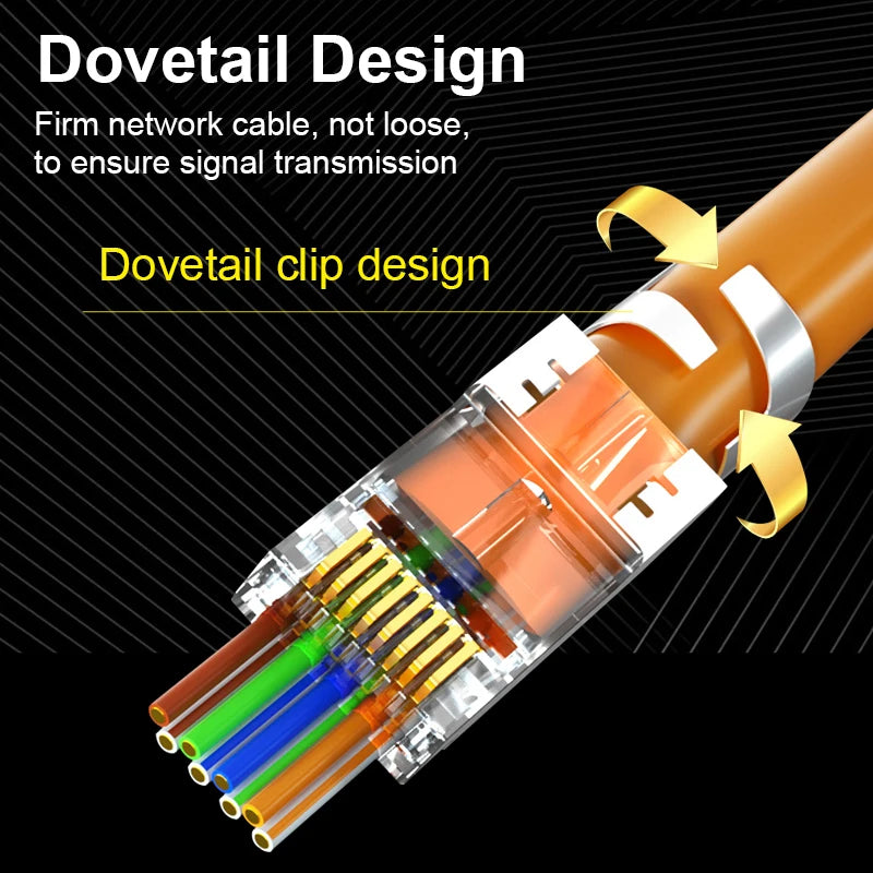 ONTi 10/50/100pcs CAT5E CAT6 CAT7 Plug RJ45 Connector 50U Gold Plated End Pass Through Network Cable Modular 8P8C Connector