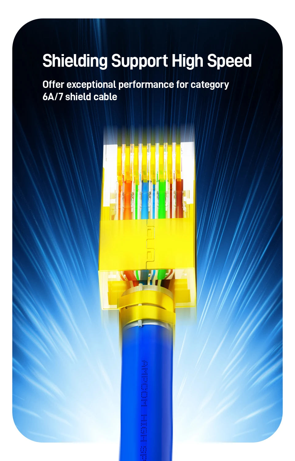 AMPCOM CAT7 RJ45 Connector with Load Bar, Two-Piece Suit 10Gbps STP Modular Plug for Cat7 CAT6A 23-26AWG Shielded Ethernet Cable