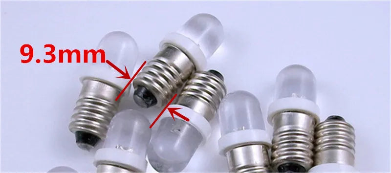 5pcs LED E10 6V Screw bulb Warning signal bulb 8v E10 24V Instrumentation 4.5v E10 12V blue Indicator red yellow green E10 3V