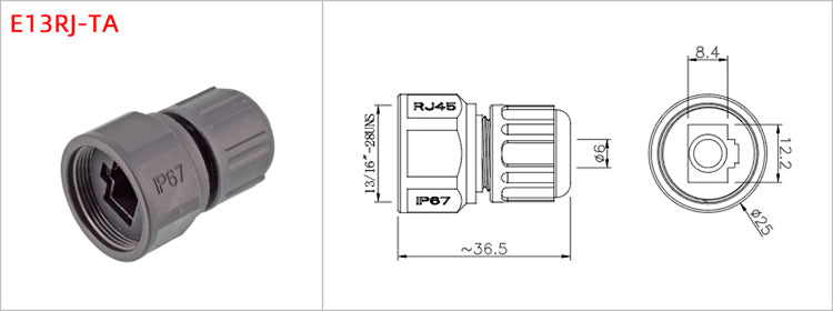 RJ45 CAT5E CAT6A Shield Waterproof RJ45 Ethernet IP67 Connector PCB Panel Mount With Pigtail Cable Outdoor Connector L = 0.3M