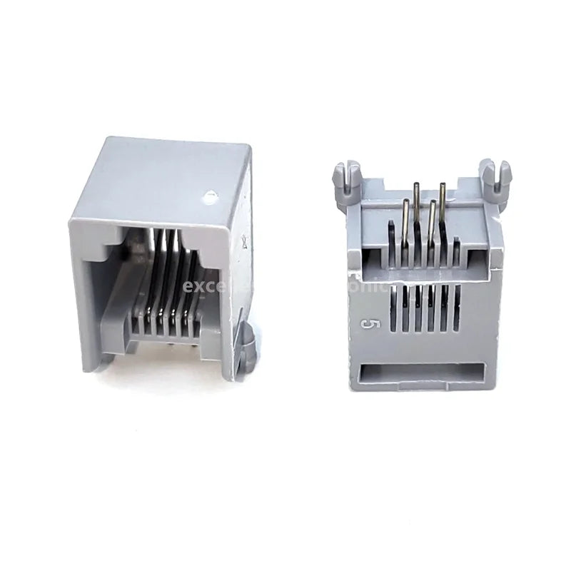 5/10Pcs RJ11 Telephone Socket 4P4C 6P4C 6P6C Plug Horizontal Right Angle 4 Pin/6 Pin Female Socket PCB Connector Gray