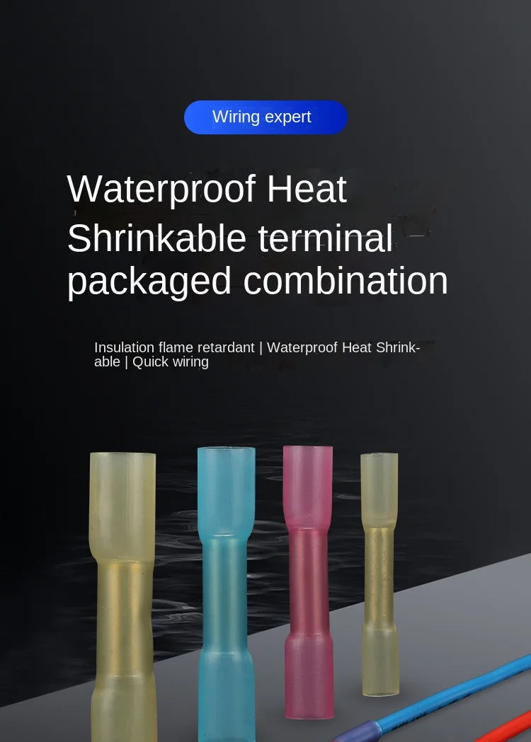 20/50pcs Wire Connection Pipe Terminal Heat Shrink Butt Crimp Terminals Waterproof Insulated Seal Wire Connectors Heat Shrinkab