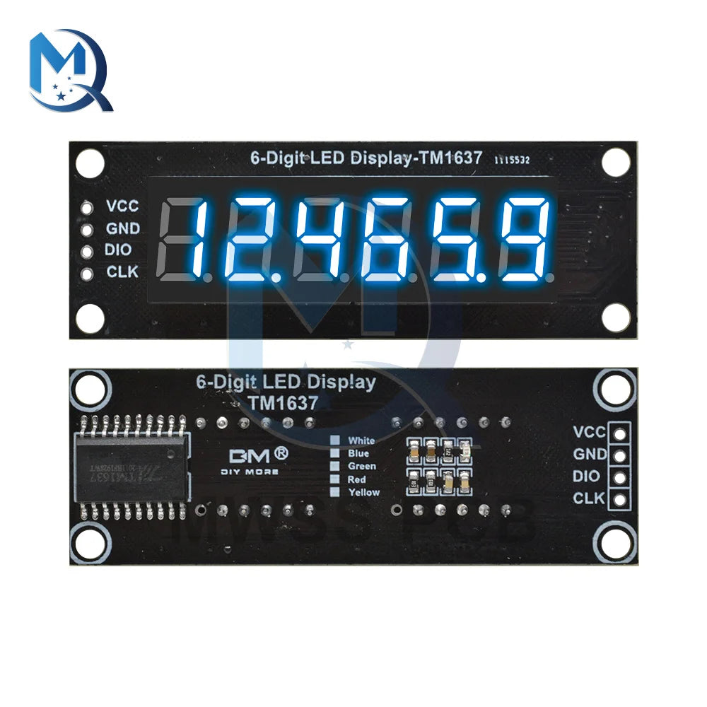 0.36 Inch TM1637 4/6-Digit LED Digital Display Tube Module Red/Green/Yellow/Blue/White 0.36" Decimal 7 Segments For Arduino