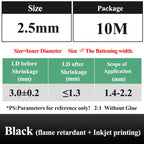 10 METER/LOT BLACK 1/2/3/4/5/6/8/10/10/12/14/16/18/20mm Heat Shrink Tubing Flame Retardant Tube Kit Insulation Tubing Wire Cable