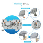 10Pcs PT2.5-TW PT 2.5-TW Push-In Twin 3-Conductor Feed-Through Strip Wire Electrical Connector Din Rail Terminal Block PT 2.5 TW