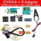 New ch341a bios usb programmer sop8 test clip soic8 sop16 1.8V adapter w25q64 mx25l6405 mx25l6405d 24 25 usb eeprom programmer