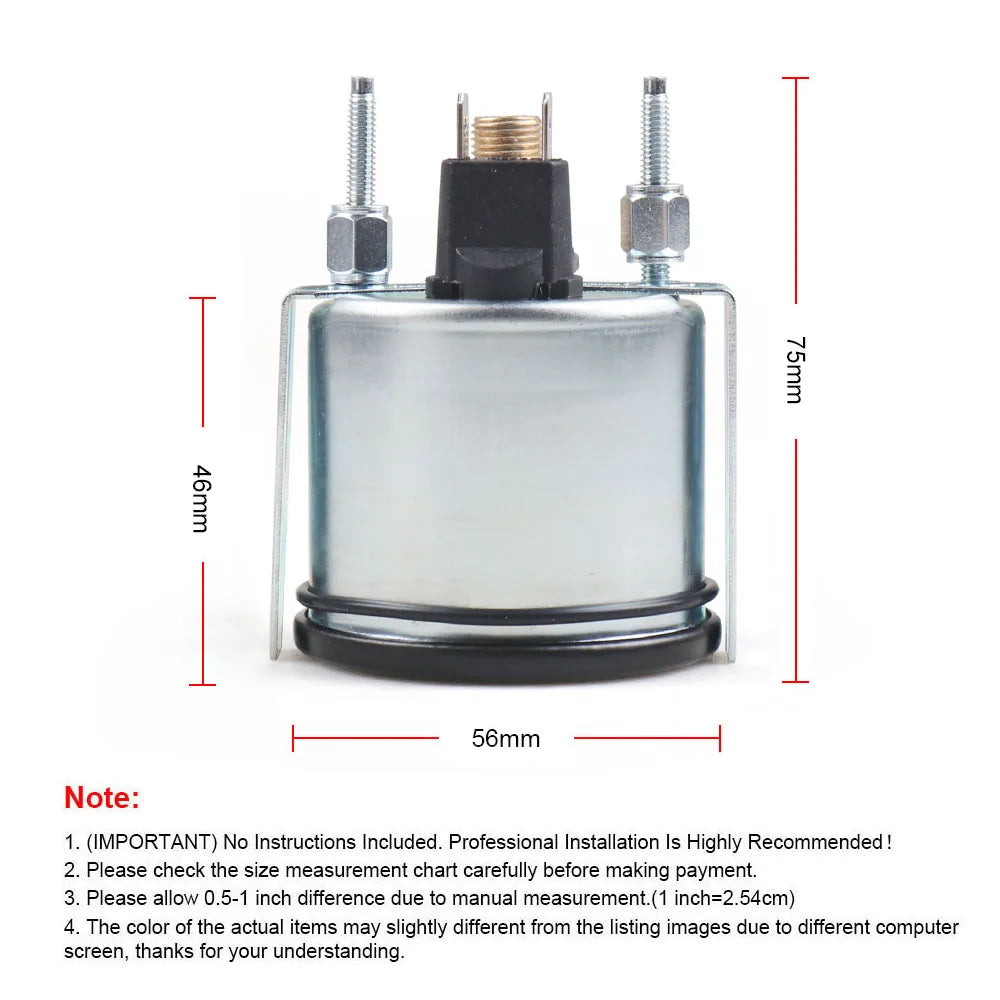 2" 52mm 0-10 Bar/0-150PSI Barometer Mechanical Air Pressure Gauge 12V Yellow Light Car Meter With Sensor NPT1/8