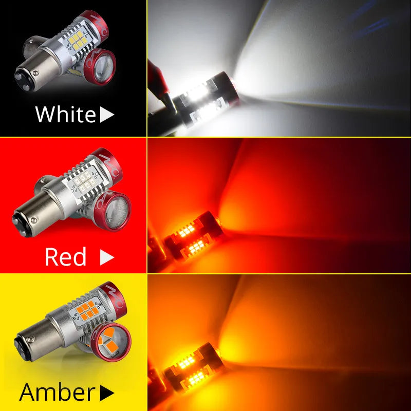 NAO P21W LED PY21W BA15S T20 W21/5W W5W T10 7443 For LADA DRL P21/5W 1300LM Car Lights Bulb 7440 BAY15D W21W 1157 Red White 1156
