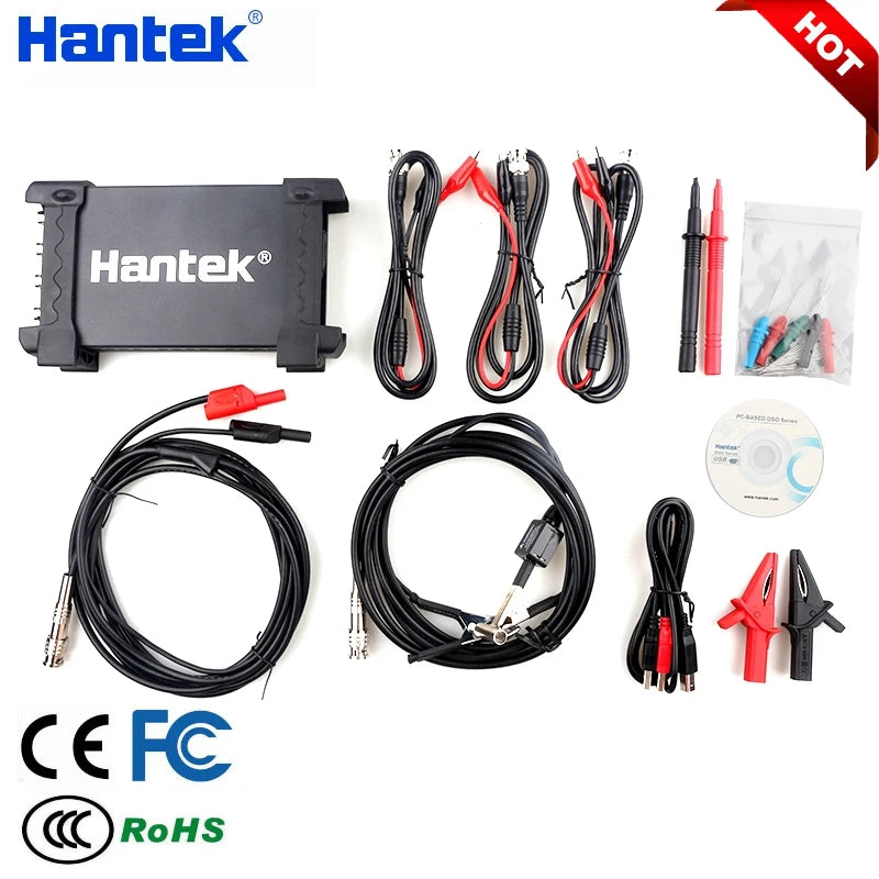 Hantek 6074BE 6074BC 6074BD 6254BD 6254BE HT201 Digital Storage Oscilloscopes PC USB Portable 4 Channels 70MHz Bandwidths WIN10